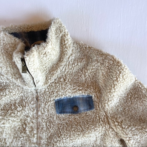 Pendleton Deep Pile Fuzzy Shearling Jacket With Wool Plaid Accents Size Small - Picture 6 of 16